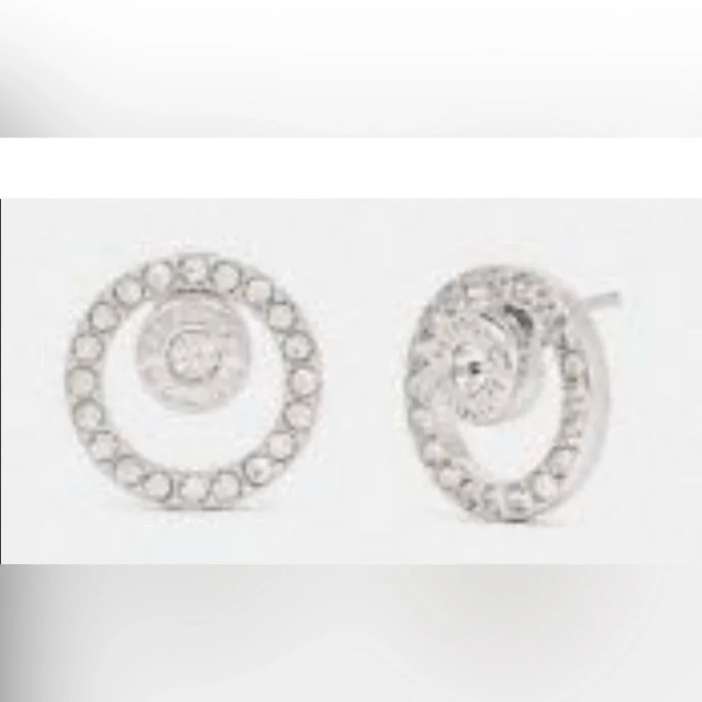 Coach Open Circle Halo Stud Earrings with bag NWT - Picture 3 of 3